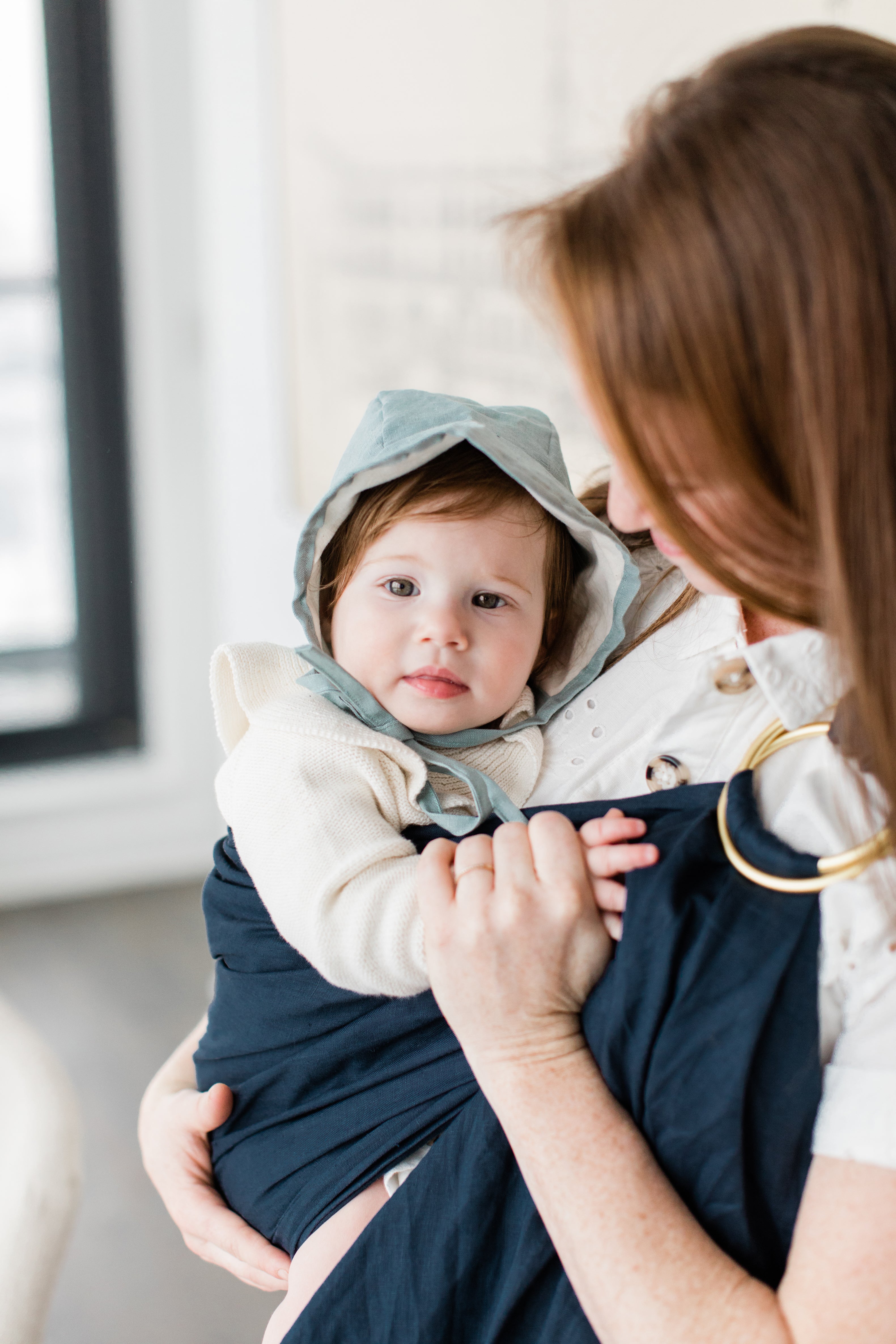 navy ring sling canada | baby carrier canada | Potter & Pehar Pettinger ring sling