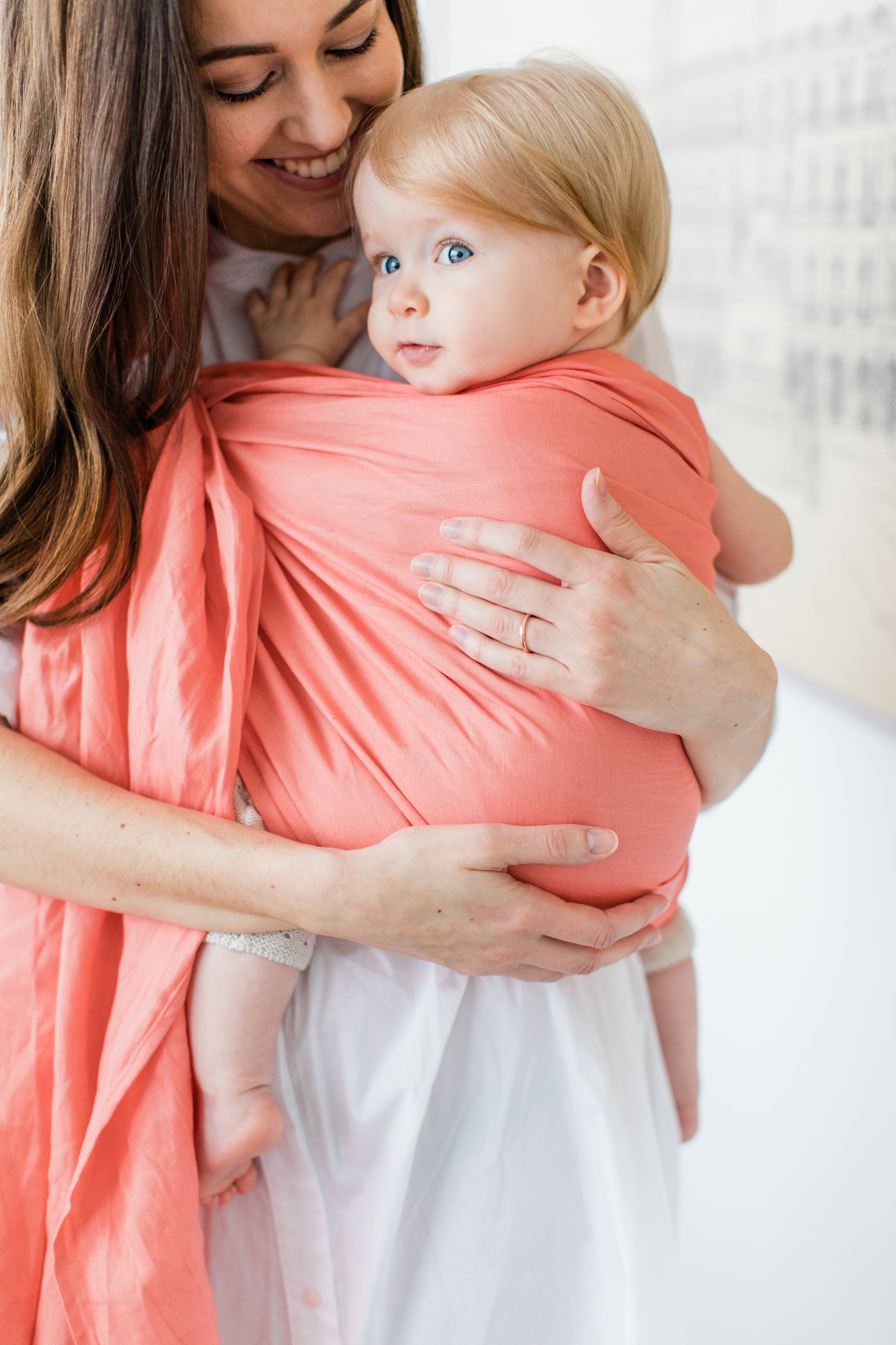 peachland coral ring sling canada | baby carrier for newborns and toddlers | Potter & Pehar linen ring sling