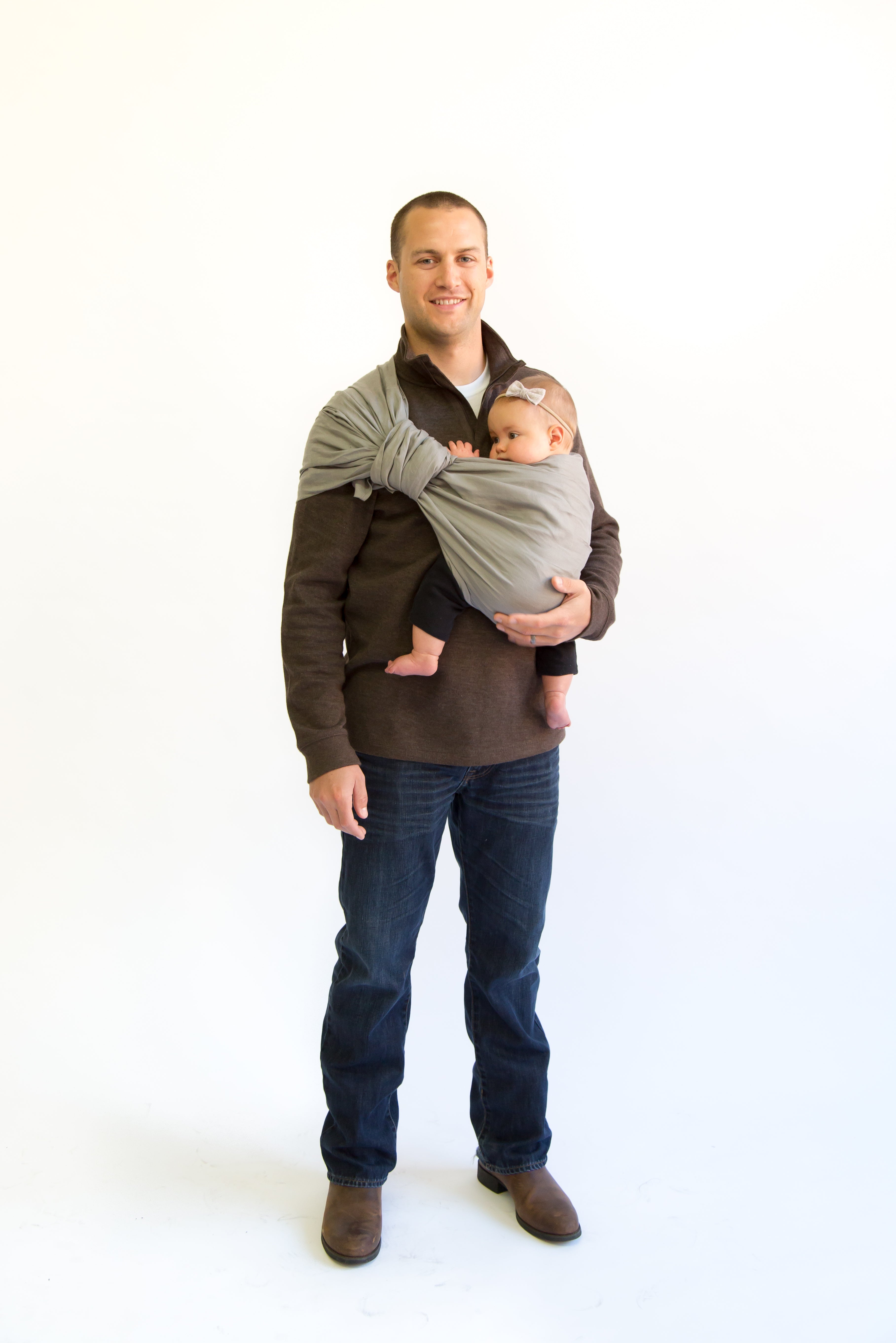 gray ring sling canada | baby carrier for men | Potter & Pehar ring sling